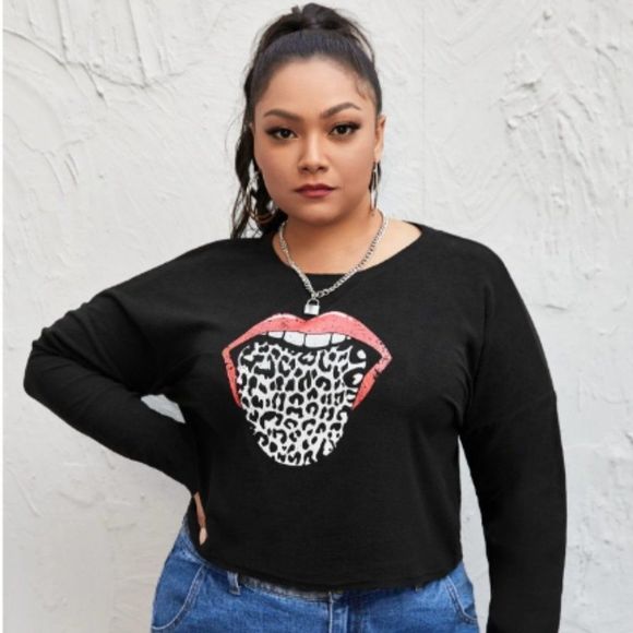 SHEIN Tops - Leopard Print Long Sleeve Top 4XL